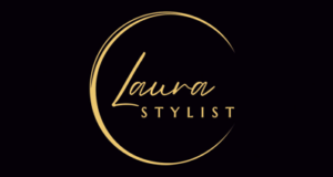 Logo Laura Stylist obok zdjęcia Laury Rychlewskiej – stylistki mody w Łodzi i Warszawie